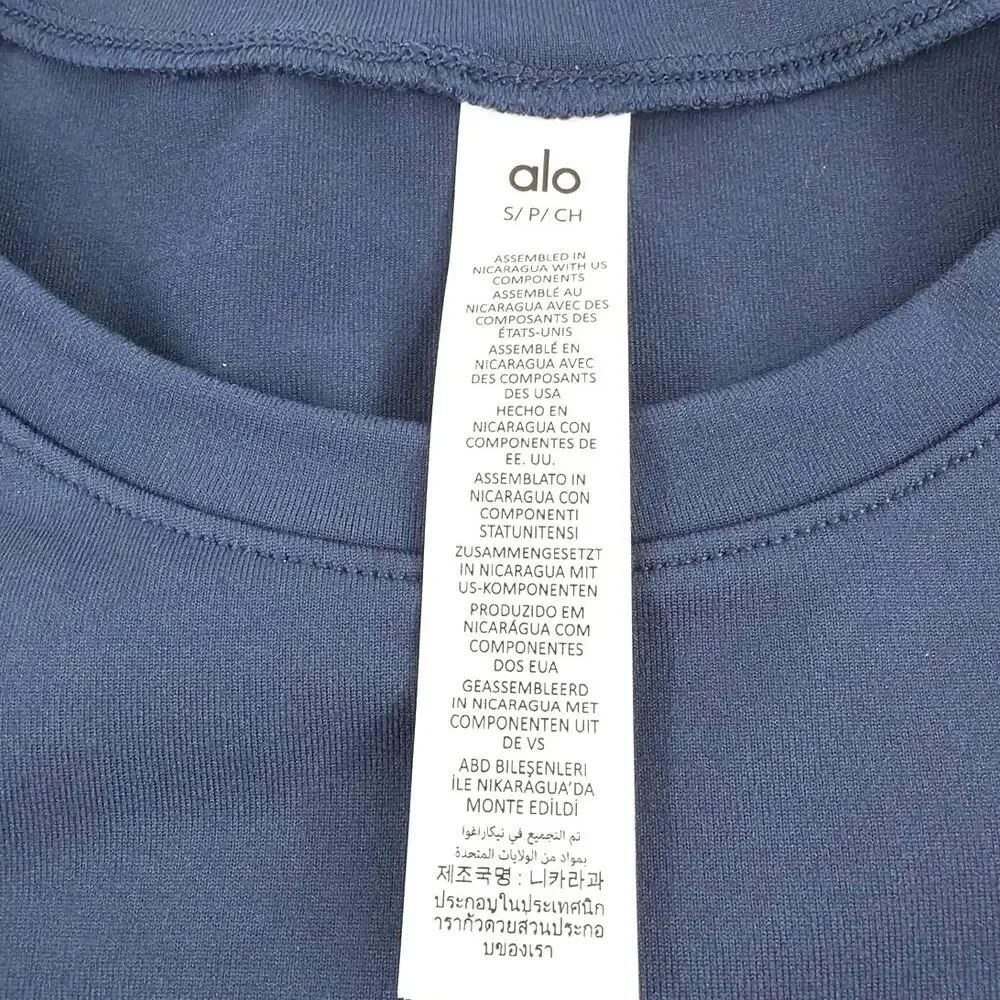 Alo Yoga Navy Alosoft Crop Finesse Short Sleeve Tee Size S